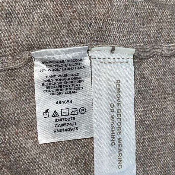 LOFT Womens Cardigan Sweater Open Front Ribbed Long Sleeve Gray Tan Small Petite - Picture 5 of 6